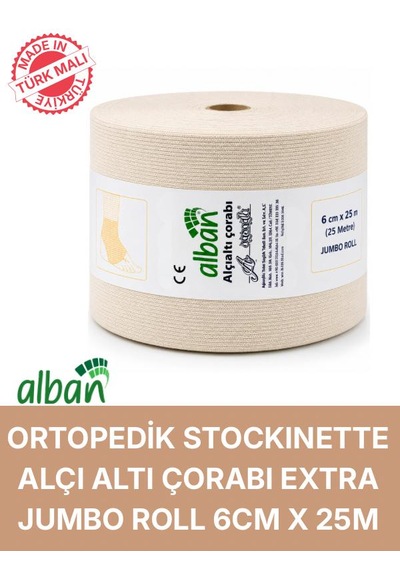 Alçı Altı Çorabı 6 Cm X 25 M, Pamuklu Esnek Medikal Stockinette