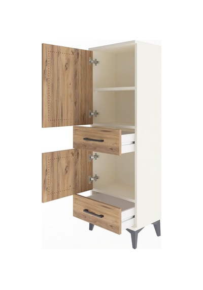 Arges Dolap 3 Raflı 2 Çekmeceli 2 Kapaklı 44x30x134 Aytaşı-çam Aytaşı