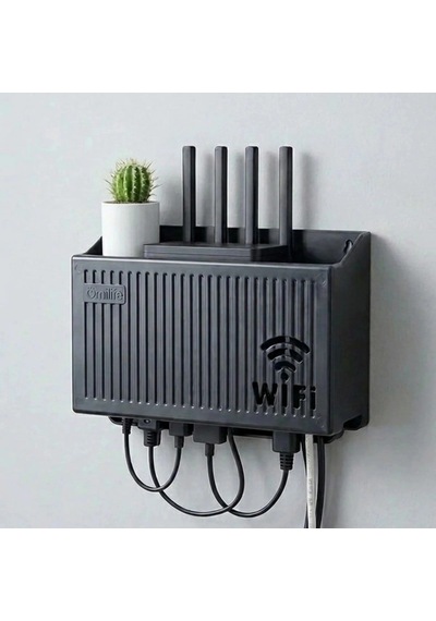 Duvar Tipi Wi-fi Modem Saklama Kutusu Siyah Kablo Düzenleyici Router Raf Organizer 5047 Belirtilmemiş