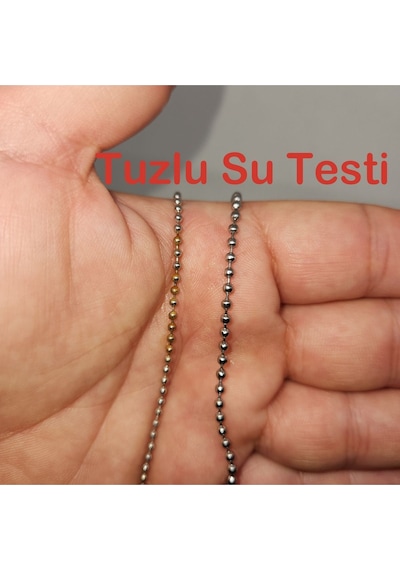 2mm Paslanmaz Çelik Top Boncuk Kolye Zincir 80 Cm Orta Uzunluk İnce Zincir Gümüş