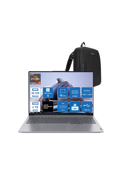 Lenovo ThinkBook 16 G7 ARP 21MW002CTRP15 R7-7735HS 32 GB 4 TB SSD 16" W11P Dizüstü Bilgisayar + Zetta Çanta