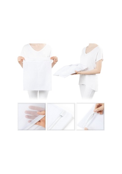 Beyaz Fermuarlı Ayakkabı Çamaşır Yıkama Filesi Torbası 35x40 Tr Beyaz Diğer