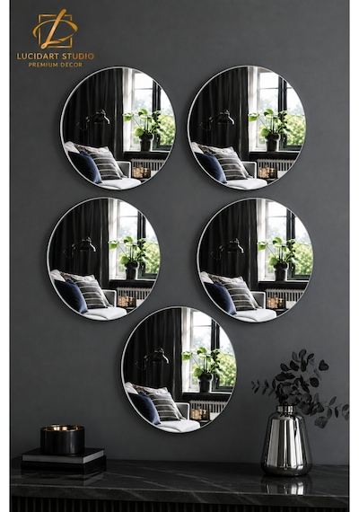 5 Adet 20x20 Cm Yuvarlak Gümüş Ayna Pleksi Dekoratif Hafif Pleksi Ayna Modern Duvar Dekoru Oval Form Pleksi Ayna Gümüş Renk Modern Ev Dekorasyonu Gümüş Gümüş