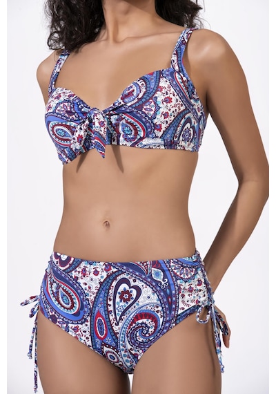 Endeep Kadın Büyük Beden Balenli Destekli Mavi Etnik Desenli Bikini Takımı