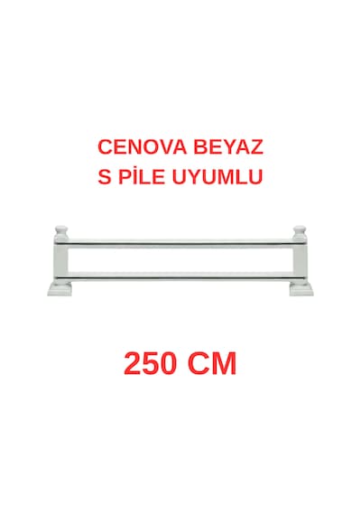 Cenova S Pile Ve Perde Düğmesi Uyumlu Çetray Çift Raylı Modern Ahşap Rustik Beyaz 250 Cm Beyaz