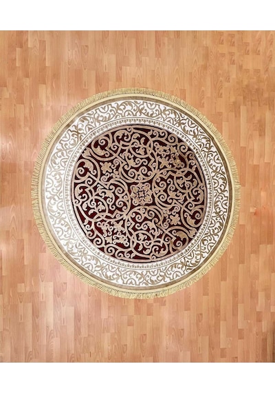 Osmanlı Çiçek Desenli 200 X 200 Makine Yuvarlak Yün Halı Kırmızı