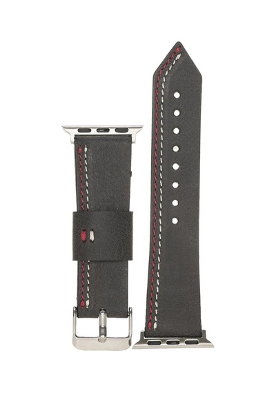 Bouletta Apple Uyumlu  Watch Deri Kordon 42-44-45 MM Dikişli Siyah