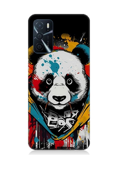 Oppo A16 Uyumlu Silikon Kılıf Renkli Boyalı Panda