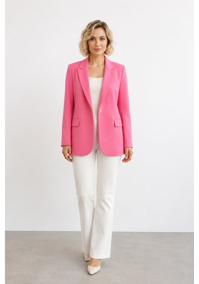 Bihan Store Kadın Kruvaze Tek Düğmeli Blazer Ceket Y26-421 - Pembe