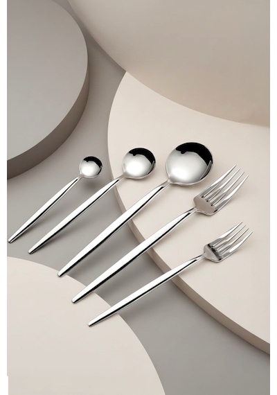 Kitchen Life Paris 30 Parça 6 Kişilik Paslanmaz Çelik Çatal Kaşık Takımı - 18/10 Çelik Gümüş