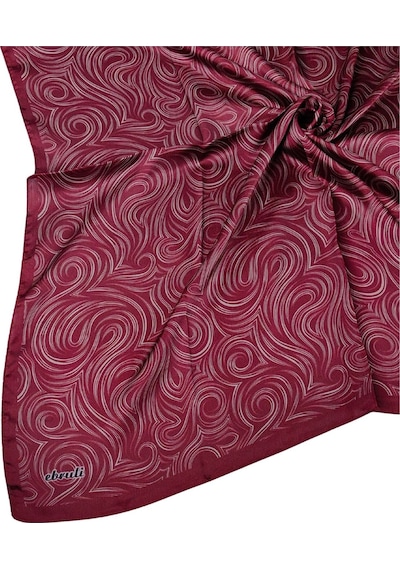 Mim Eşarp Ebruli Jan Jan Spiral Desenli Eşarp 90x90 Cm Bordo