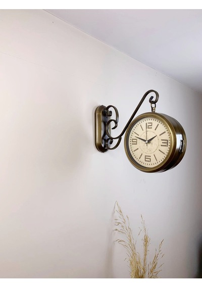 Eskitme Metal Old İstasyon Saati 36 X 25 Cm