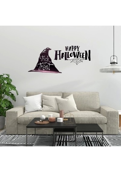 Happy Halloween Temalı Duvar Stickerı Siyah
