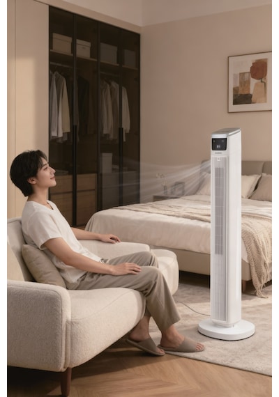 Auhma Acfn05 43" Kule Tipi Vantilatör Beyaz 45w Sessiz Çalışma 3 Hız Kademesi Led Dokunmatik E
