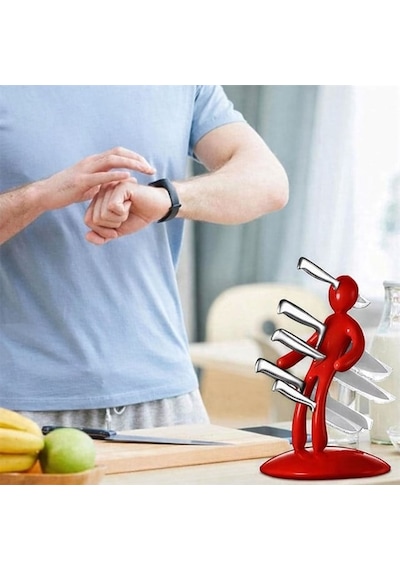 Sn-29169 Kırmızı Çok Amaçlı Mutfak Tezgah Üstü Bıçak Tutucu Stand Organizer Renkli