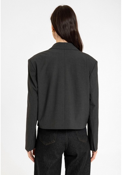 Antioch Relax Fit Düğmesiz Crop Kadın Blazer Ceket Antrasit