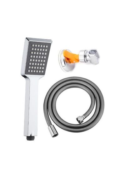 Ahlez Arya Duş Başlığı + Vakumlu Mafsal + Pvc Duş Hortumu Duş Set Krom