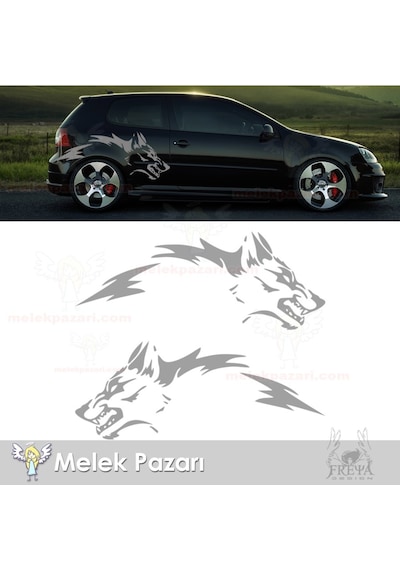 Kurt Yan Gövde Oto Sticker. Kurt Çamurluk Üstü Araba Sticker