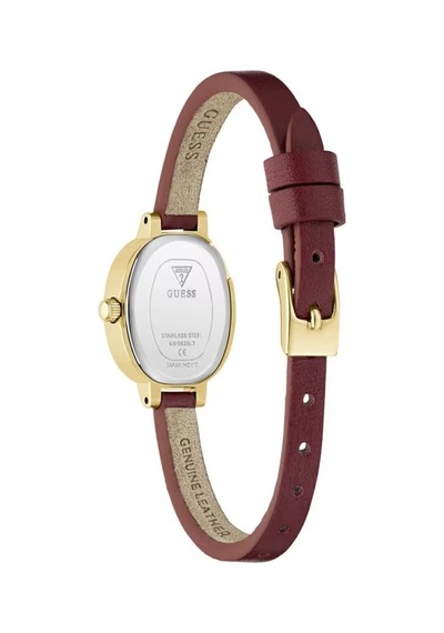 Guess Gugw0925l7 Bordo Deri Kordon Oval Kadın Kol Saati Altın