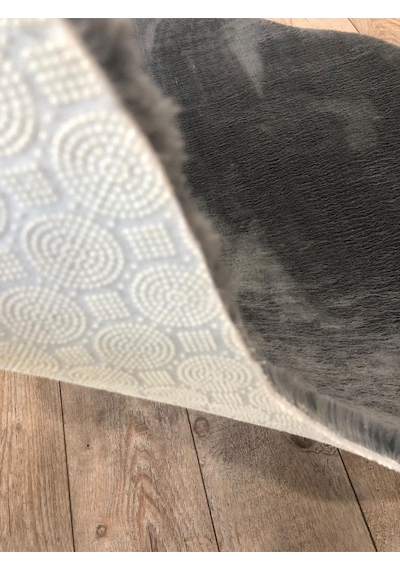 Balat Halı Kalın Koyu Gri Peluş Yumuşak Post Halı Karışık, Çok Renkli