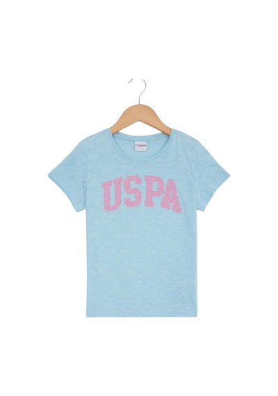 U.S. Polo Assn. Kız Çocuk Bisiklet Yaka Tişört Aqua