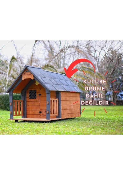 Mandu Isı Yalıtımlı Ahşap Köpek Kulübeleri İçin Ekstra Gölgelik Çatı Ve Taban Veranda Medıum