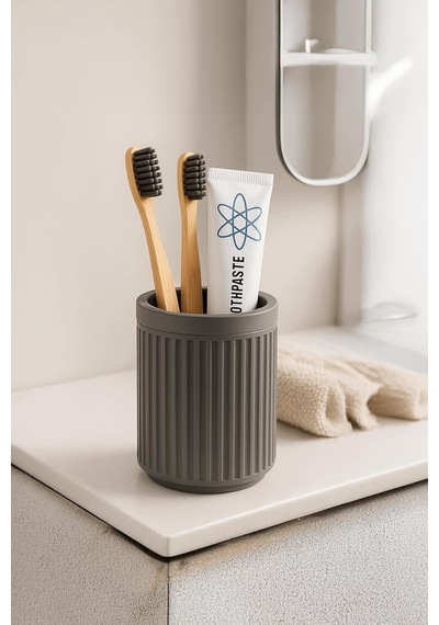 Sas Haus Banyo Takımı Diş Fırçalık Sıvı Sabunluk Katı Sabunluk 3'lü Set Gri Çok Renkli