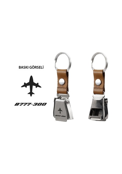 Zekupp B777-300 Uçak Tasarımlı Şişe Açacağı Özellikli Taba Renk Emniyet Kemeri Anahtarlık