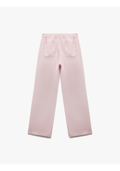 Koton Beli Bağcıklı Pamuklu Düz Paça Cepli Pantolon - Loose Straight Fit Jeans Pembe 5sal40057mw Gül Koton Beli Bağcıklı Pamuklu Düz Paça Cepli Pantolon - Loose Straight Fit Jeans Pembe 5sal40057mw Gül