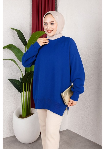 Hira Life Fashion Kadın Testtür Giyim Bisiklet Yaka Yırtmaçı Taşlı Ve Balon Kollu Oversize Şık Triko Tunik Mavi Mavi Hira Life Fashion Kadın Testtür Giyim Bisiklet Yaka Yırtmaçı Taşlı Ve Balon Kollu Oversize Şık Triko Tunik Mavi Mavi