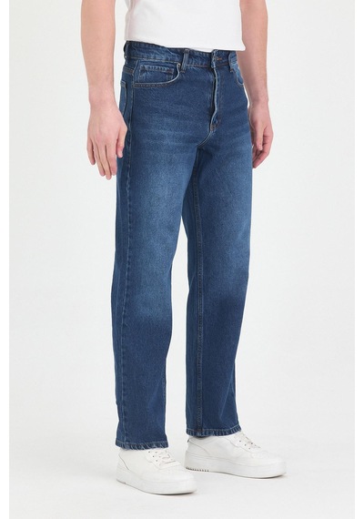 Polo State Erkek Baggy Fit Kot Pantolon Mavi Mavi