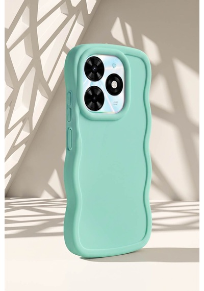 Tecno Spark Go 2024 / Smart 8 / Spark 20 / Hot 40i Uyumlu Dalgalı Tasarım Kamera Korumalı Mat Silikon Telefon Kılıfı-54207 Yeşil