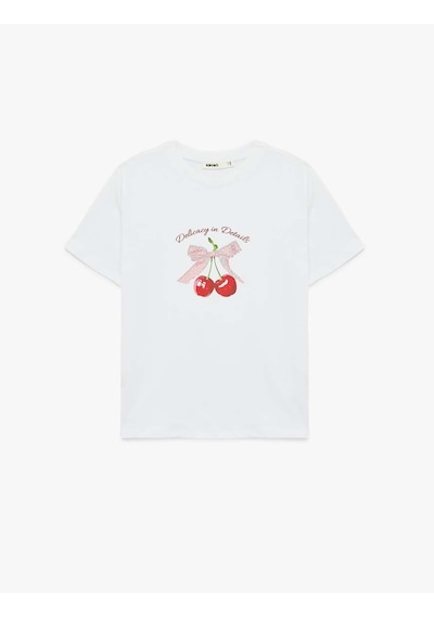Koton Bisiklet Yaka Fiyonk Ve Kiraz Baskılı Beyaz Kadın T-shirt 6sak50036ek Beyaz Koton Bisiklet Yaka Fiyonk Ve Kiraz Baskılı Beyaz Kadın T-shirt 6sak50036ek Beyaz