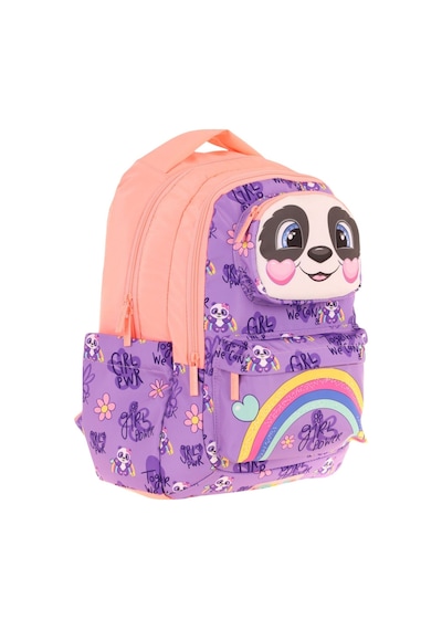 Kaukko Toys Kız Çocuk 3d Panda Şekilli İlkokul Ve Günlük Sırt Çantası - Mor Somon - L5233 Mor