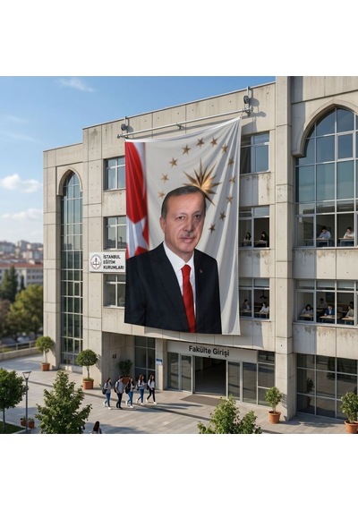 Recep T. Erdoğan Bayrağı 140gr Premium Raşel Kumaş 6x9 Metre Diğer