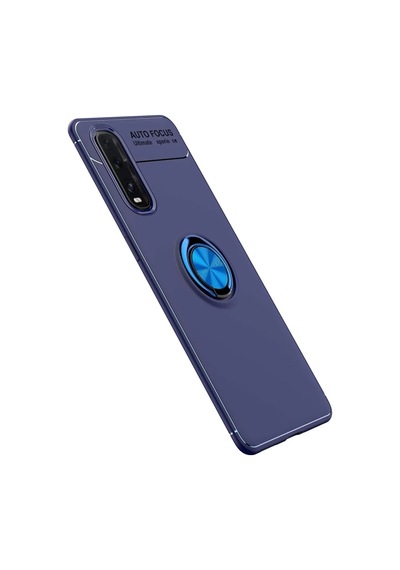 Oppo Find X2 Uyumlu Kılıf Range Yüzüklü Silikon - Mavi