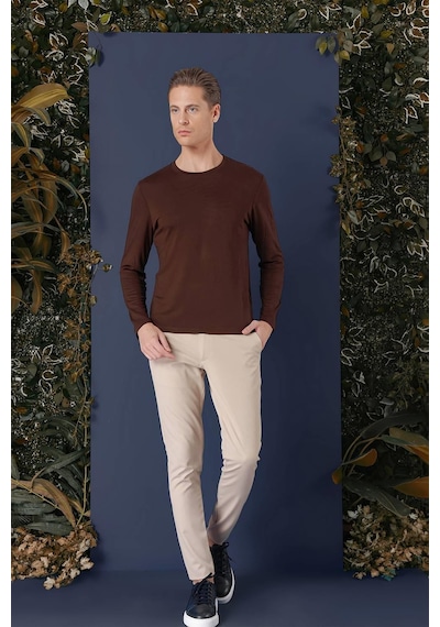 Efor Ts 870 Slim Fit Kahve Spor T-shirt Kahverengi