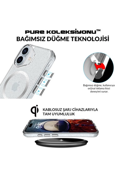 Bix iPhone Uyumlu 16 Plus Magsafe Simli Kılıf Shock Pocket Darbe Emici Teknolojili Çizilmeye Dayanıklı Simli Şeffaf Bix iPhone Uyumlu 16 Plus Magsafe Simli Kılıf Shock Pocket Darbe Emici Teknolojili Çizilmeye Dayanıklı Simli Şeffaf