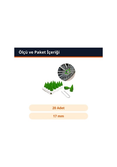 Trobus Sökme Aparatlı Sivri Bijon Kapağı Seti 20 Adet 17 Mm Yeşil