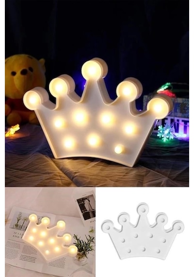 3d Dekoratif Pilli Kraliçe Tacı Model Led Masa Ve Gece Lambası Çok Renkli