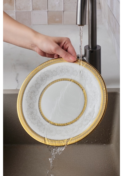 Karaca Royal Bone Charlotte 32 Parça 6 Kişilik Kahvaltı Takımı Gold Gold