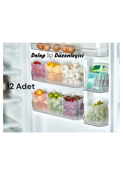 12 Adet Buzdolabı Kapak İçi Raf Organizeri Banyo Kozmetik Düzenle Şeffaf