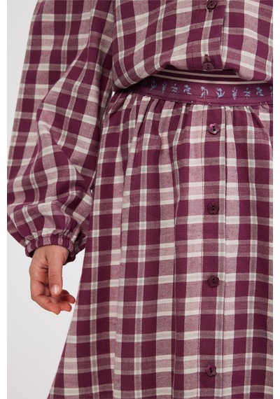 Panço Kız Çocuk Desenli Mürdüm Etek Mor 2521GK13002