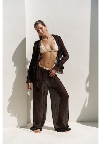 Mai Collection Mai Studios Co. Olivia Kahve Gömlek Pantolon Takım Kahve