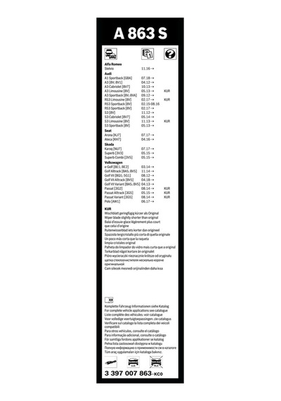Bosch Aerotwin Silecek Seti - 650/450 Mm Skoda Superb 2015-2021 3v3 A863s