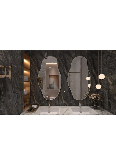 Asimetrik75x40 Konsol, Dresuar, Tuvalet Aynası Beyaz. 1.kalite Şişecam Ayna 75 X 40 Beyaz