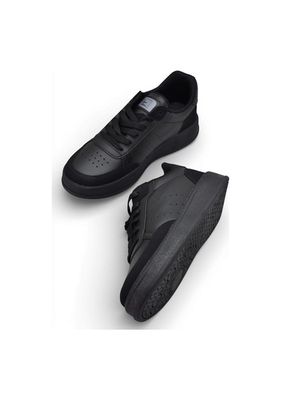 Papatay 1011 Hazır Taban Unisex Spor Ayakkabı Bağcıklı Rahat Sneaker Siyah