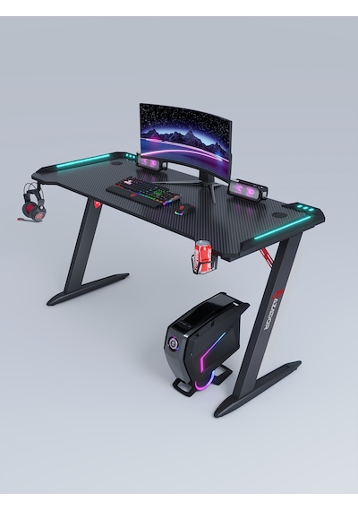 Zeus Rgb Ledli Oyuncu Masası 120x60x74 Siyah