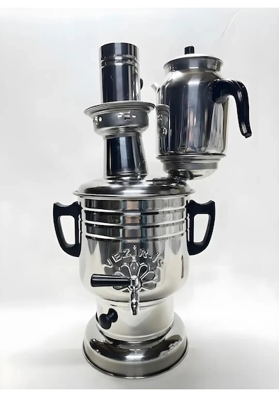 Vezir-iş 4 Litre Kömürlü Semaver Siyah Kulp