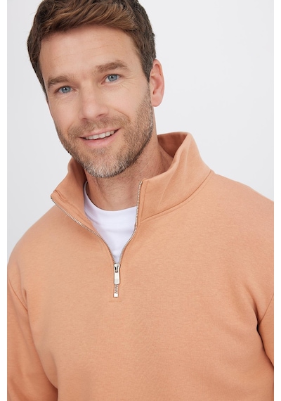 Tudors Unisex Relax Fit Rahat Kesim Pamuklu İçi Polarlı Yarım Fermuarlı Yavruağzı Dik Yaka Sweatshirt-35160 Çok Renkli